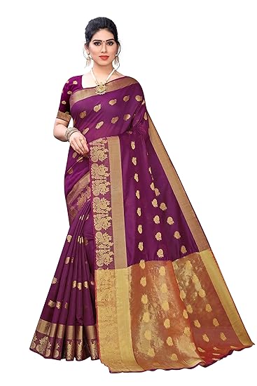 Women Silk blend jacquard border Sarees Free SizeSHINING