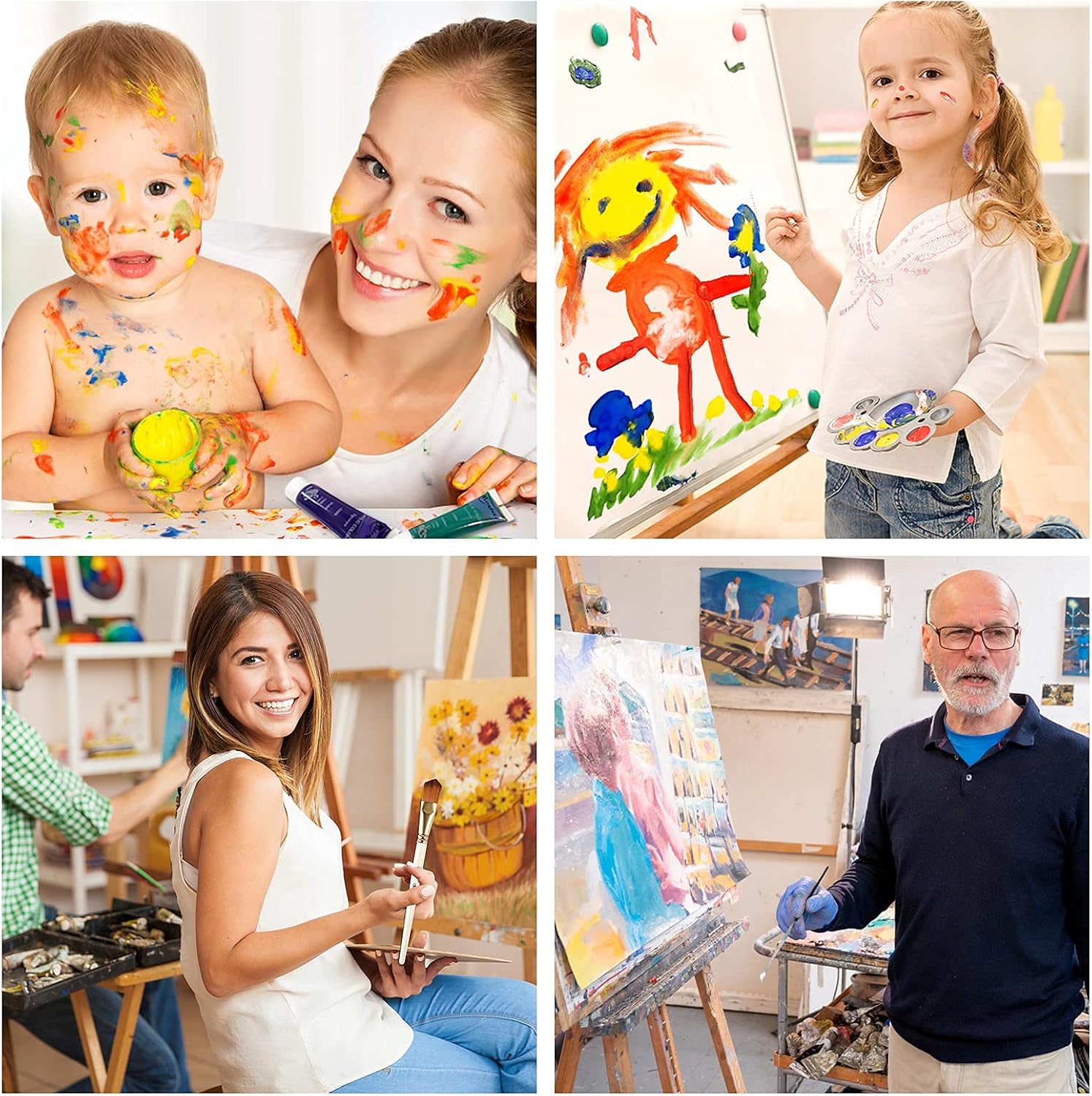 Miratuso Acrylic Paint Set 24 Colors with White Acrylic Paint Non Toxic Art Craft Paint Waterproof Painting Supplies for Rocks Canvas Glass Wood Gift for Kids Hobbyist Artist 0.5oz/15ml: Home Improvement