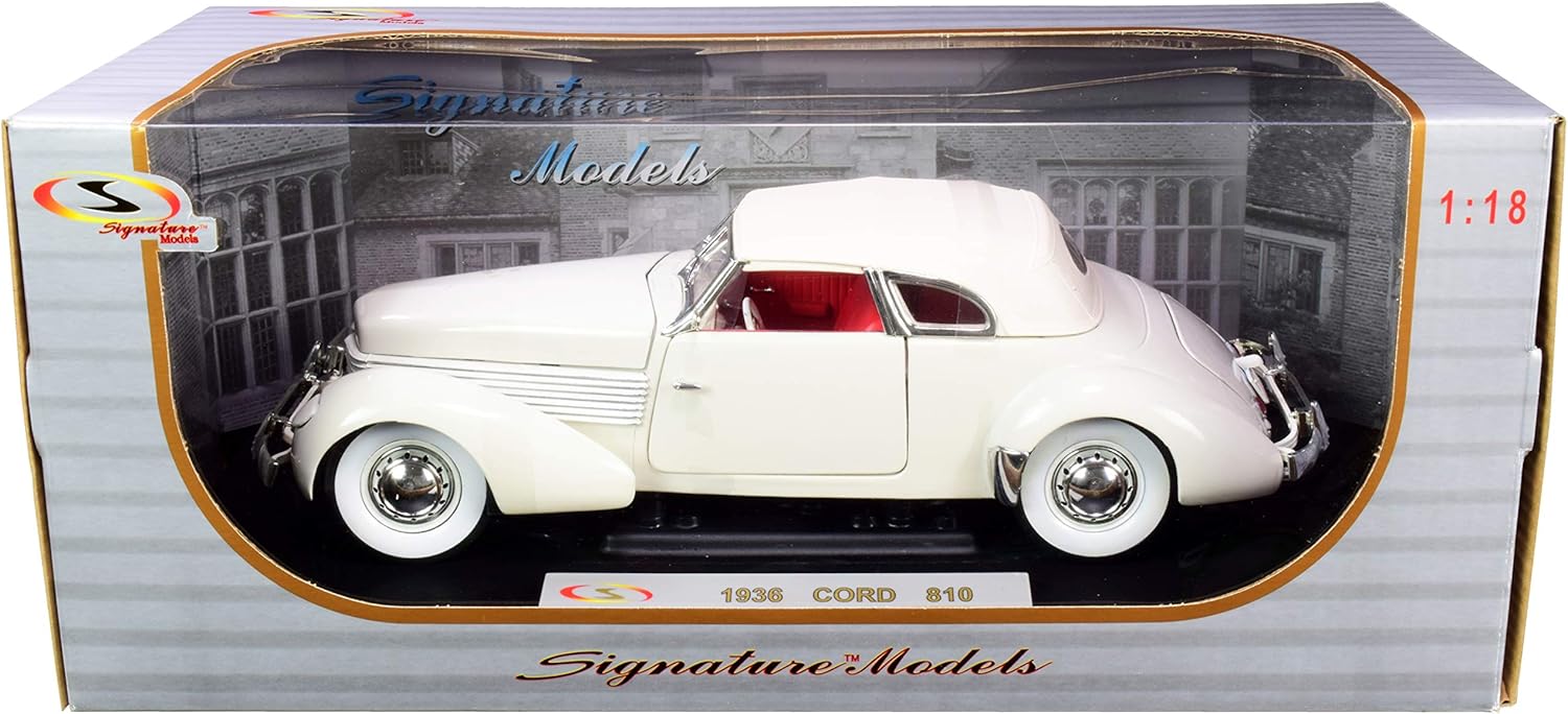 1936 Cord 810 Coupe White with Red Interior 1/18 Diecast Model Car by Signature Models 18108: Toys & Games