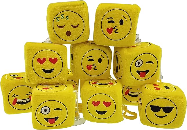 Amazon 2 5インチ フラシ天絵文字サイコロ 6パネル絵文字面白い顔 リアビューミラー カーダイス 子供用おもちゃ 12個パック 風船 バルーン おもちゃ