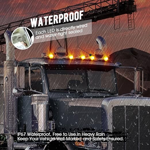 Car Led Lights Canadian Tire, Amazon Com Partsam 7pcs 17 Led Torpedo Cab Lights Chrome Amber Led Top Cab Marker Roof Running Lights Assembly Replacement For Kenworth Peterbilt, Car Led Lights Canadian Tire