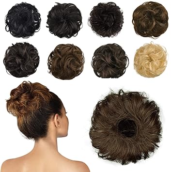 Amazon Com Feshfen 100 Human Hair Scrunchies 4 Brown Curly