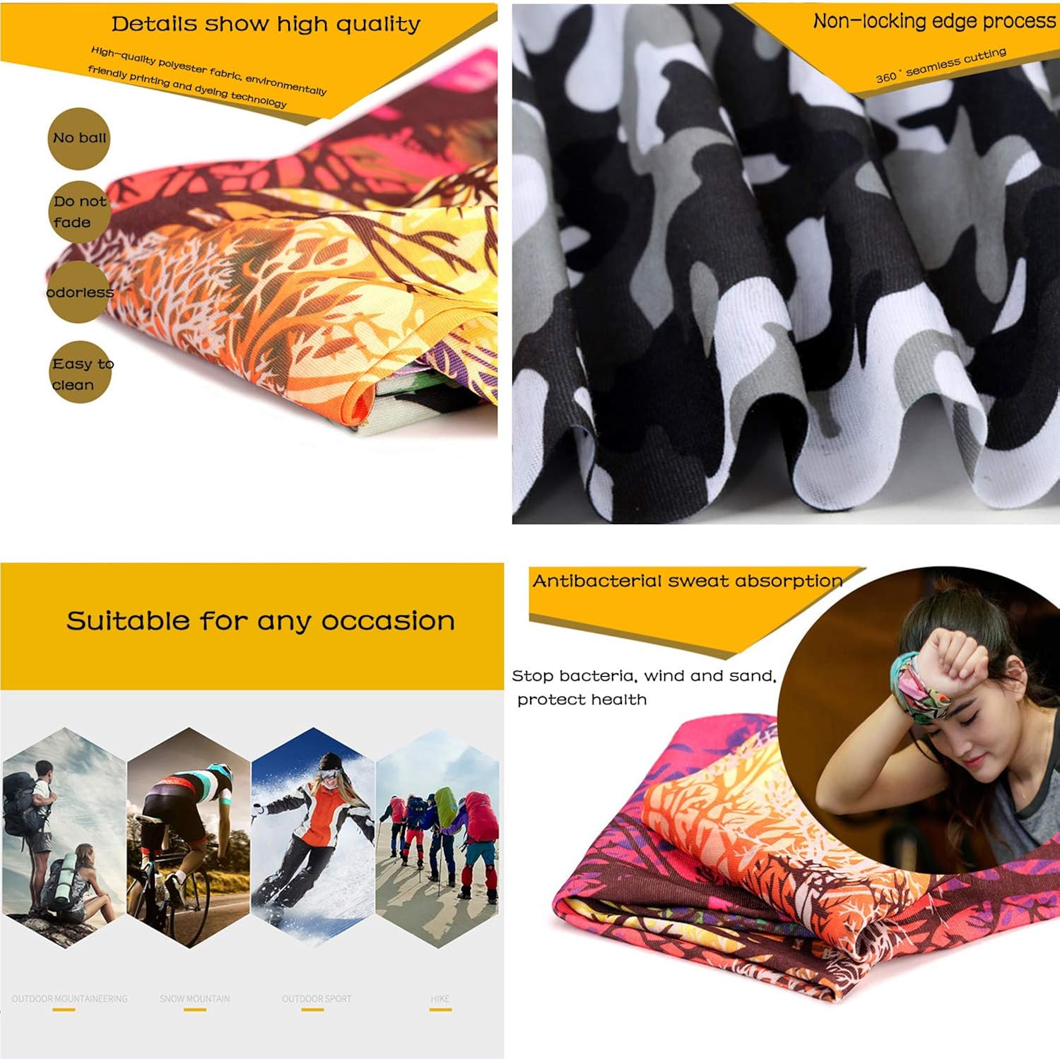 6 Pcs Bandana Face Mask Neck Gaiter, Scarf Headbands Balaclava Headwear Tube Windproof Seamless Face Cover: Clothing