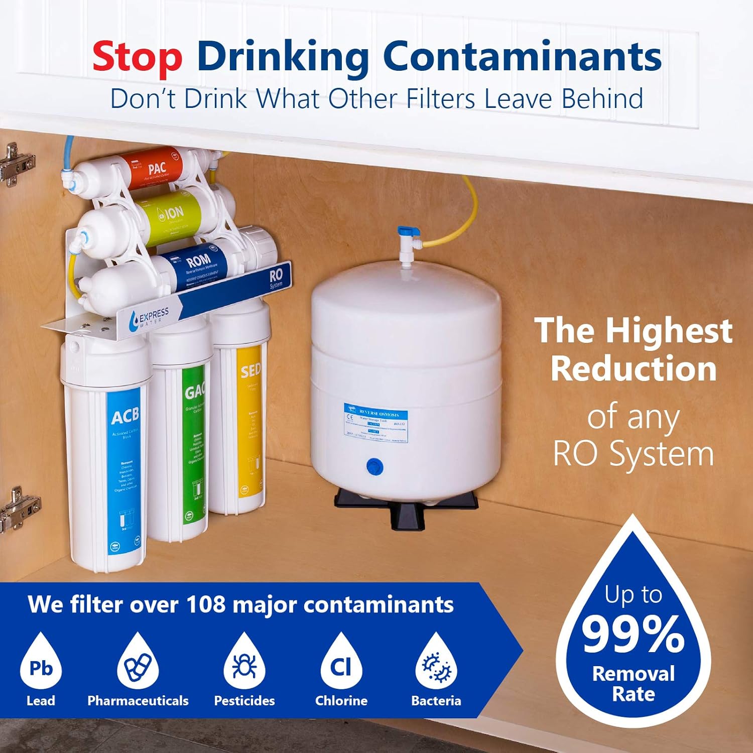 Express Water Deionization Reverse Osmosis Water Filtration System – 6 Stage RO DI Water Filter with Faucet and Tank – Distilled Pure – Under Sink Home Water Softener – 100 GPD: Home Improvement