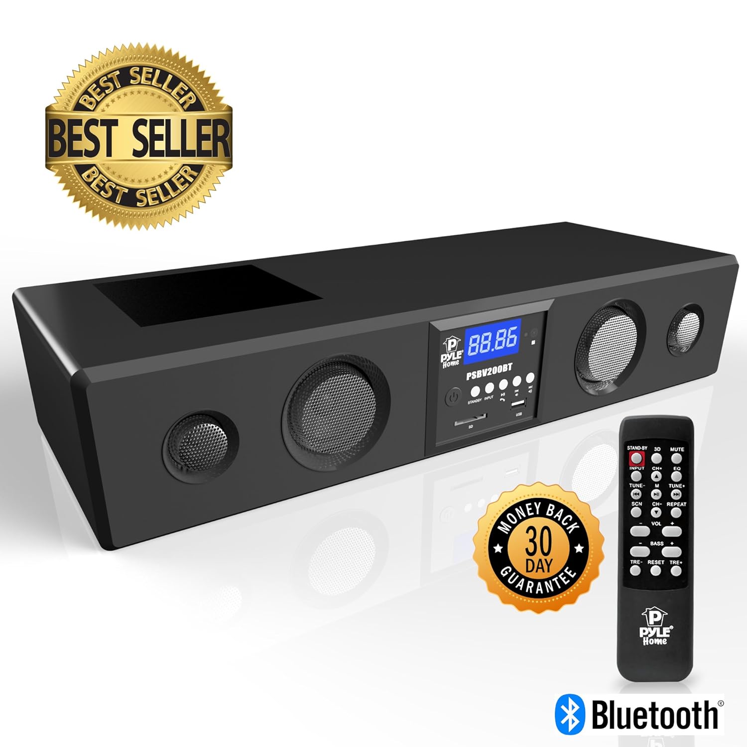Pyle 3D Surround Bluetooth Soundbar Sound System Compatible to TV