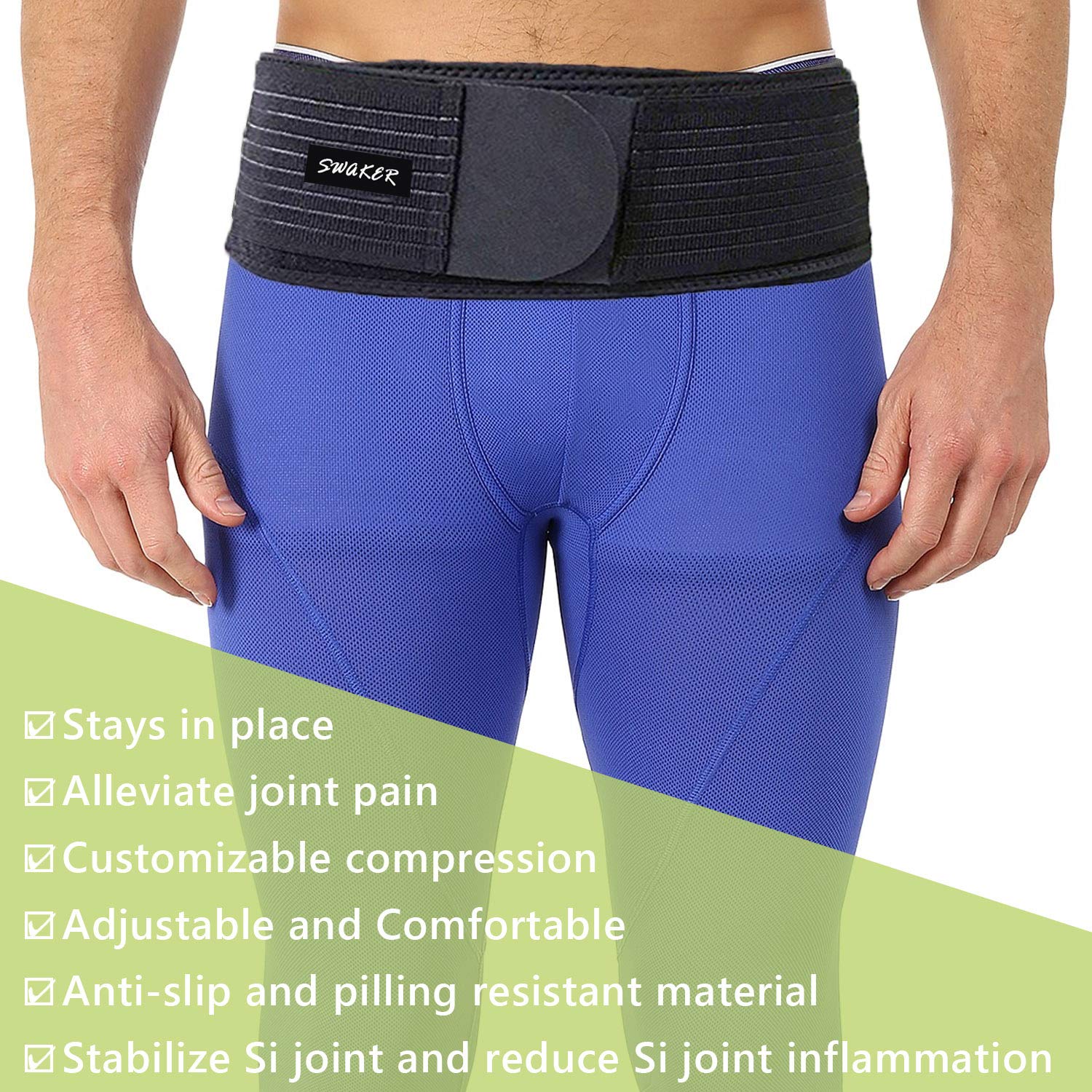 Si Belt for Women and Men - Sacroiliac Belt, Stabilize SI Joint | Relieve Sciatic, Pelvic, Lower Back and Leg Pain, Anti-Slip & Pilling-Resistant & Breathable (Black/Regular）