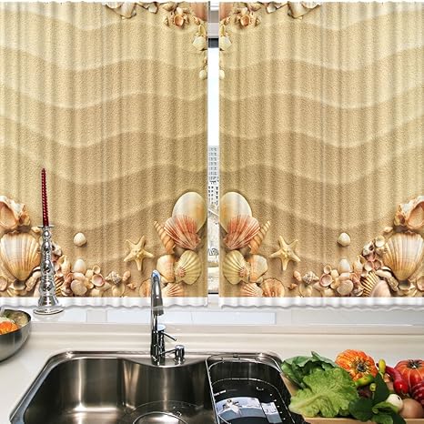Amazon Com Hgod Designs Beach Kitchen Window Curtain By Sea