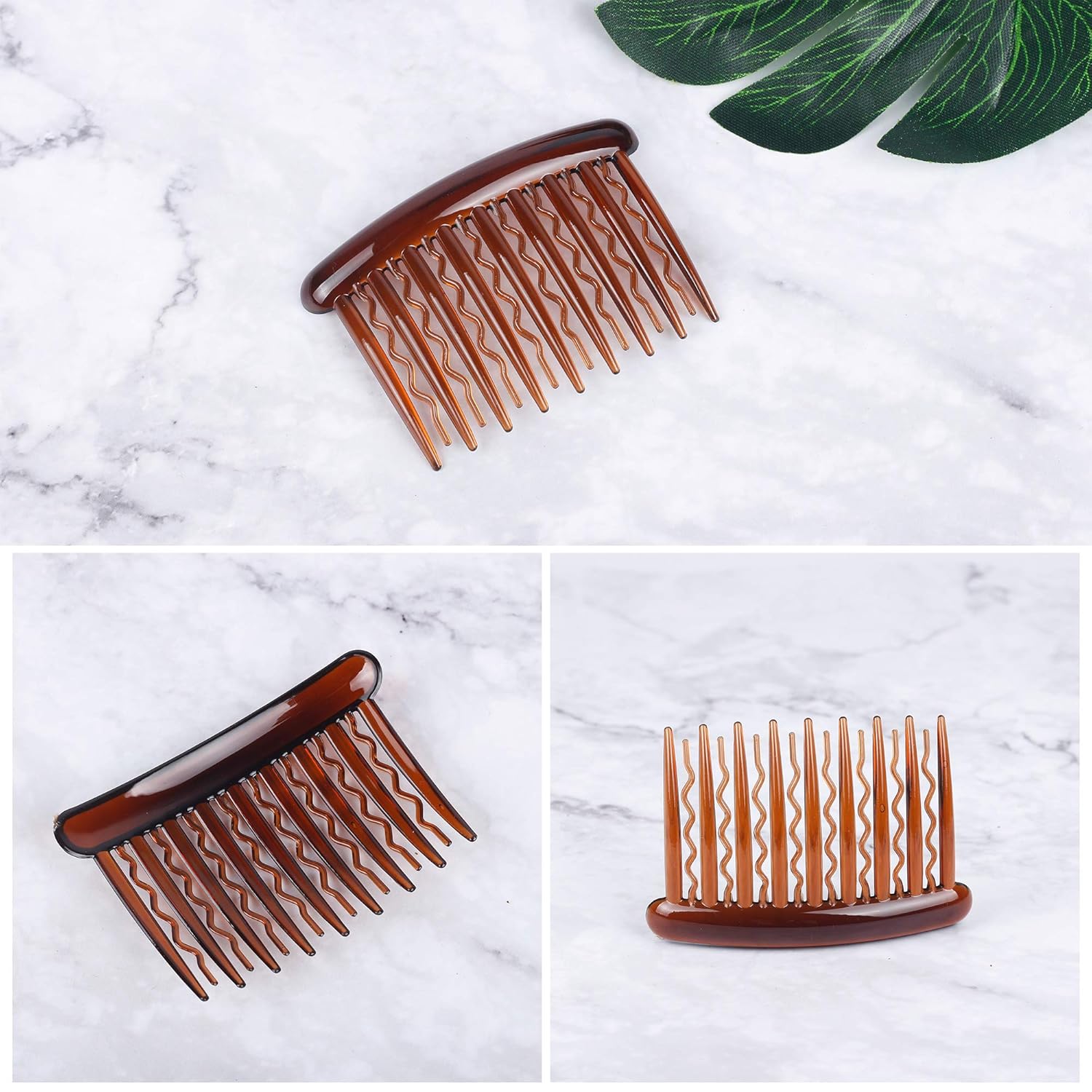 WBCBEC 18 Pieces Plastic Teeth Hair Combs Tortoise Side Comb Hair Accessories for Fine Hair : Beauty