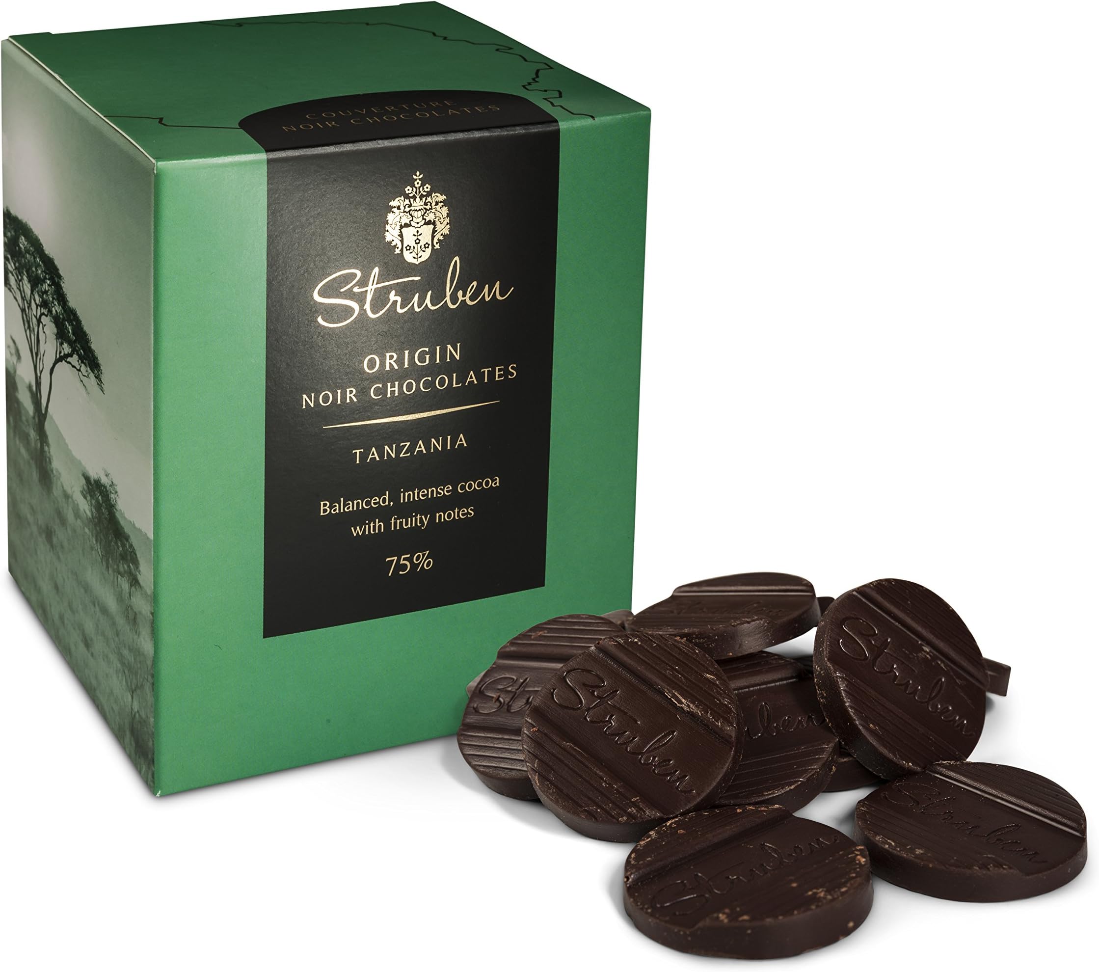 Struben Origin Tanzania Couverture Noir Chocolate - 75% cocoa - Balanced, intense cocoa with fruity notes - Struben origin chocolate has an original and complex flavour, couverture contains less sugar