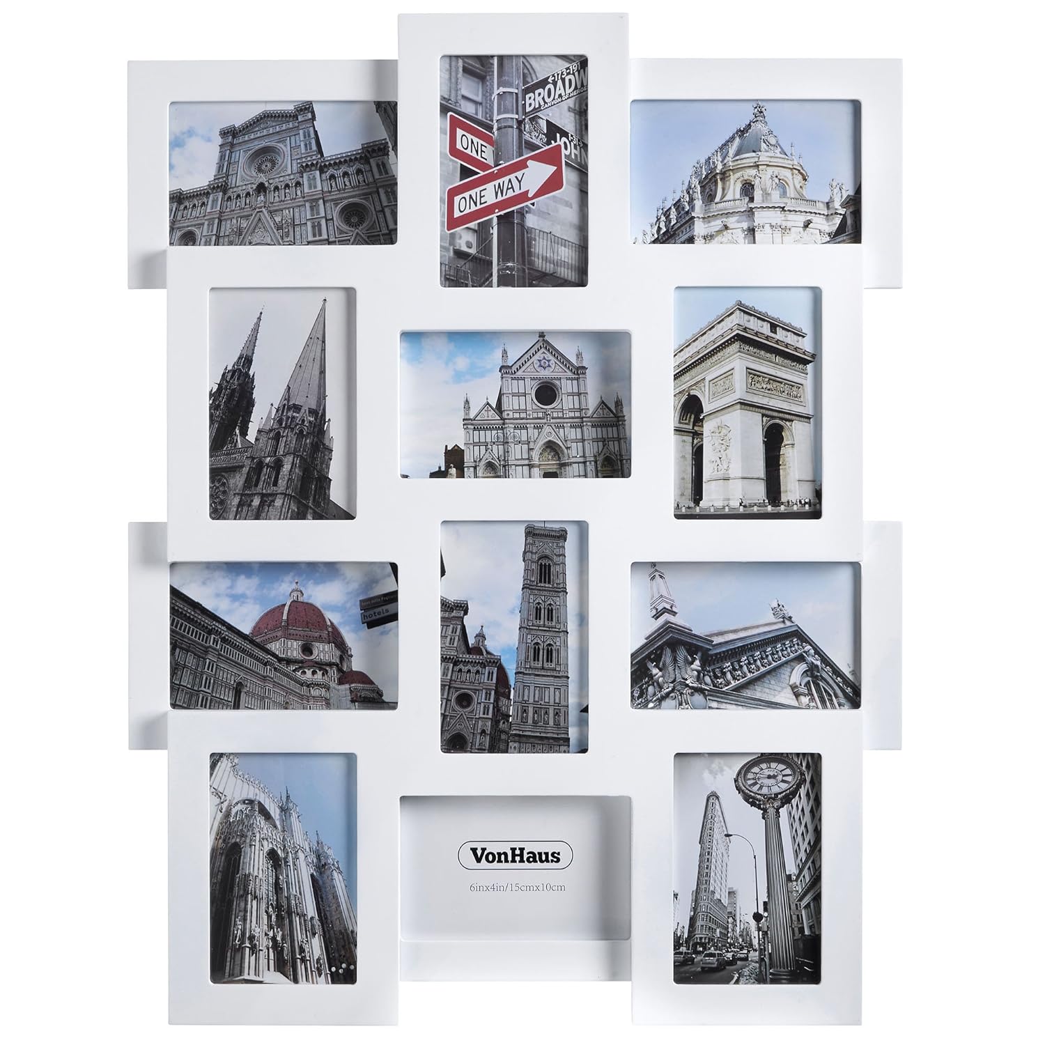 VonHaus 12 Aperture Hanging Wooden Photo Frame for 6 x 4" Photographs