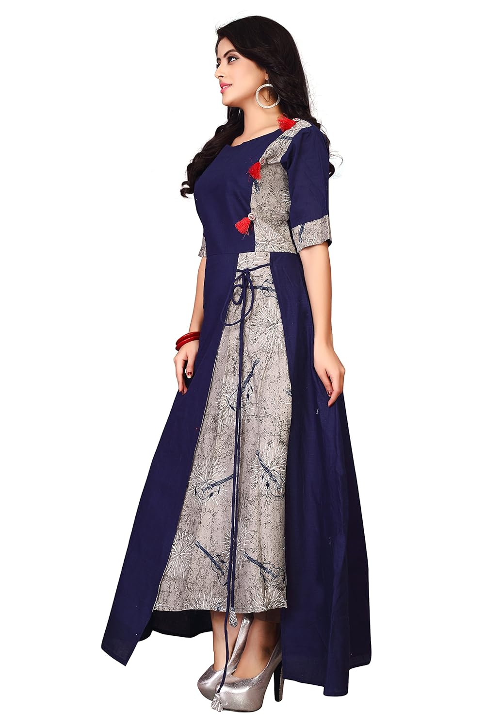 leriya fashion women's stitched rayon & cotton printed anarkali kurti