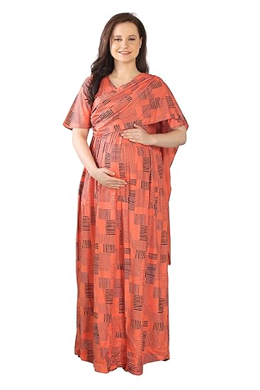 Womens Printed Long Maternity Nightdress