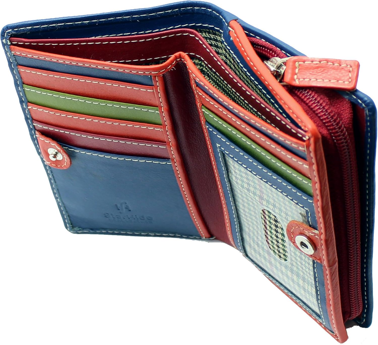 STARHIDE Women Purse - Ladies RFID Blocking Compact Multi Coloured Soft Real Leather Wallet 5540 (Blue Multi) - Image 4