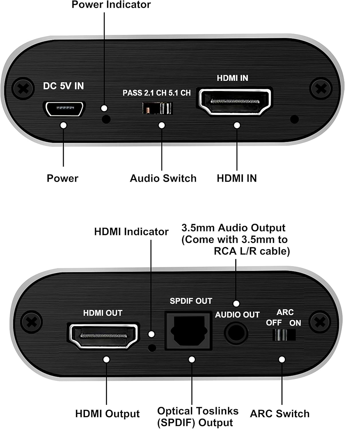 avedio links 4K HDMI Audio Extractor, HDMI to HDMI + Optical Toslink SPDIF + 3.5mm AUX Stereo Audio Out, HDMI Audio Converter Adapter Splitter Support 4K@60Hz HDCP1.4 Full HD 1080P 3D: Electronics