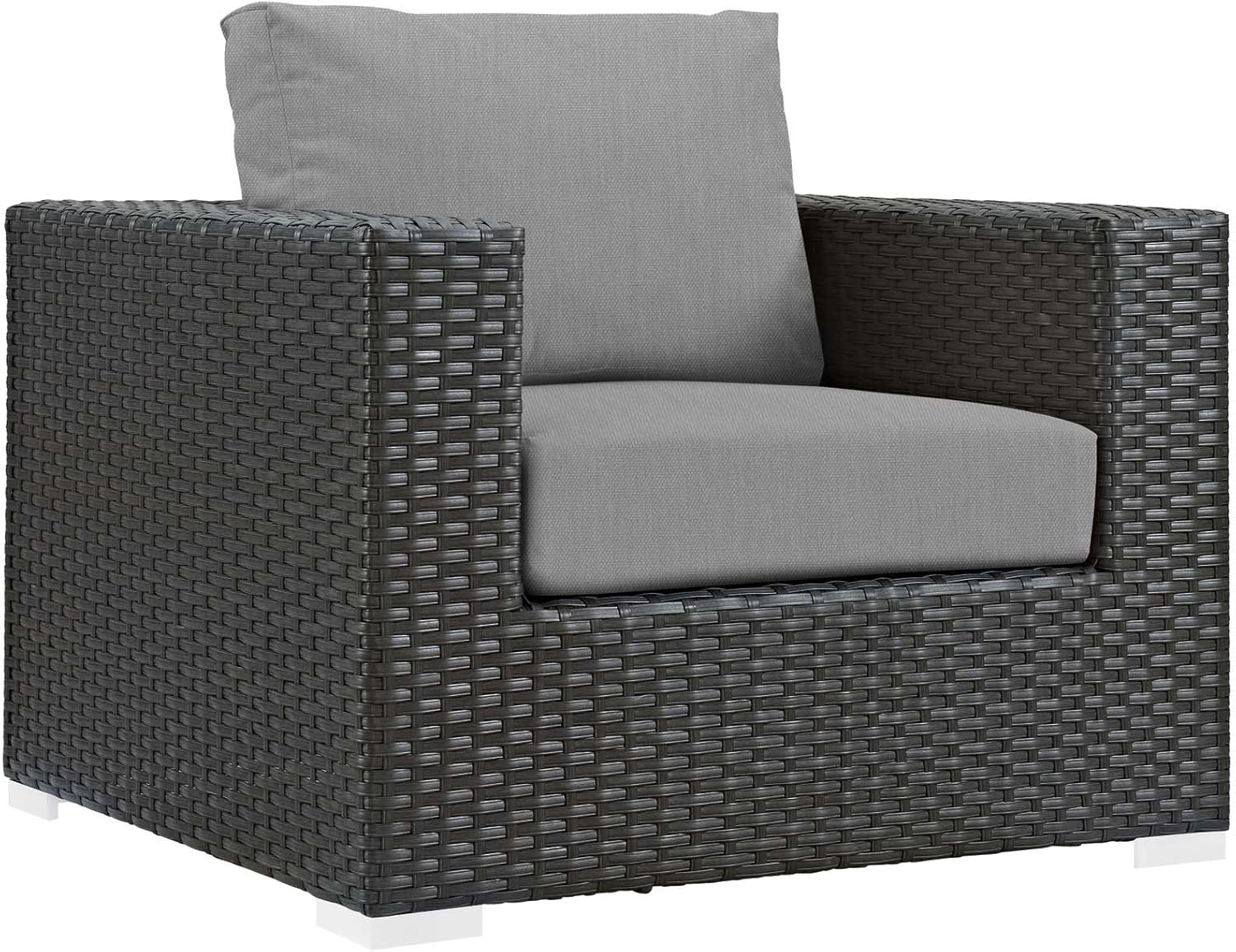 Modway EEI-1850-CHC-GRY Sojourn Wicker Rattan Outdoor Patio Sunbrella Fabric Armchair in Canvas Gray