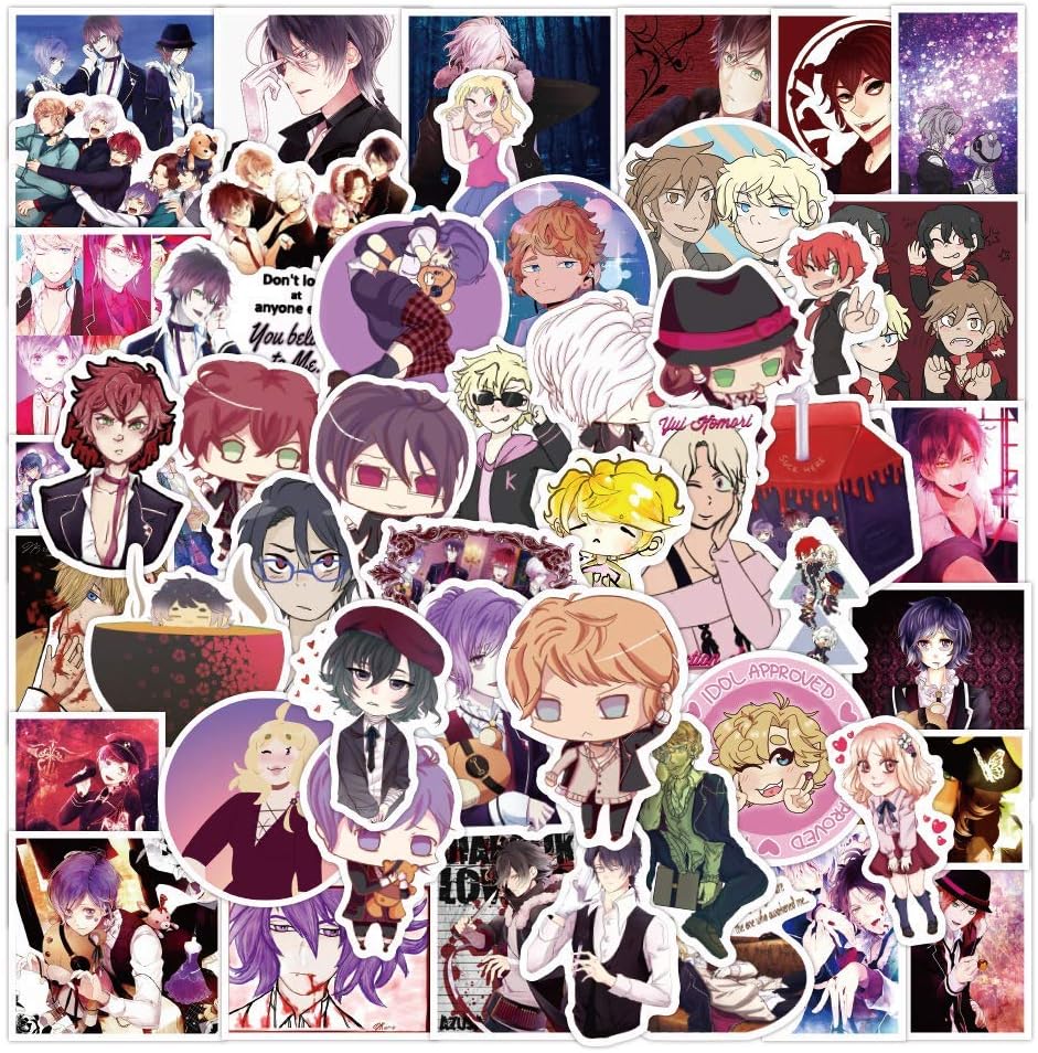 Amazon Com Diabolik Lovers Stickers 50 Pcs Cute Cartoon Vinyl Waterproof Stickers For Adults Kids Teens Kids Anime Stickers For Laptop Skateboard Water Bottles Hard Hat Bumper Computer Hydroflask Phone Car Computers Accessories
