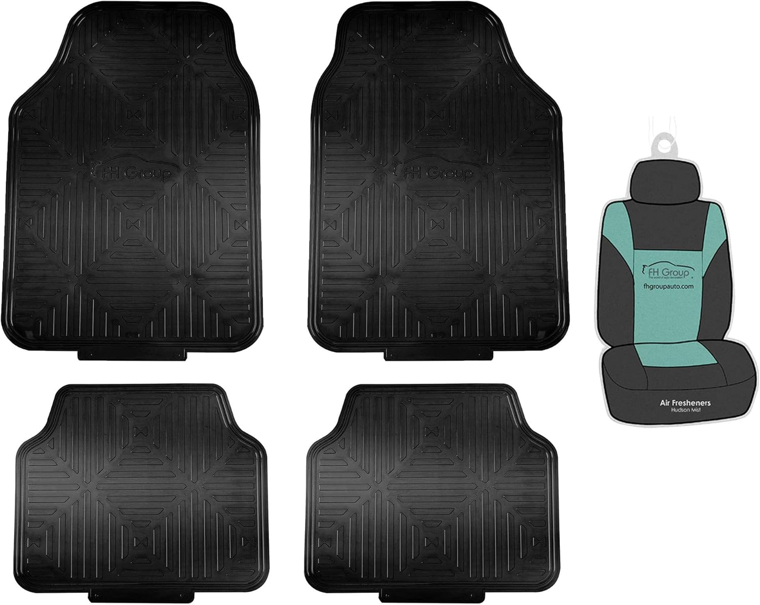 FH Group F14410 Metallic Finish Rubber Backing Car Floor Mats (Black) Full Set – Universal Fit for Cars Trucks & SUVs