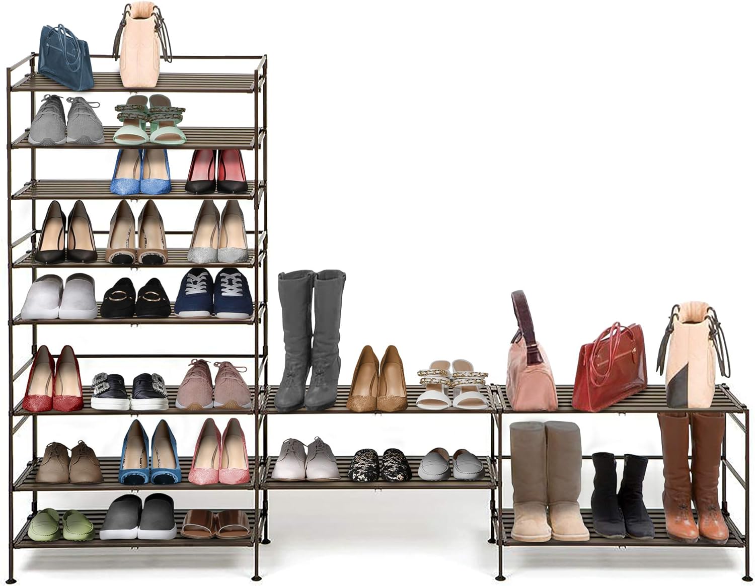 Seville Classics 3Tier Stackable 12Pair Woodgrain Resin Shoe Rack