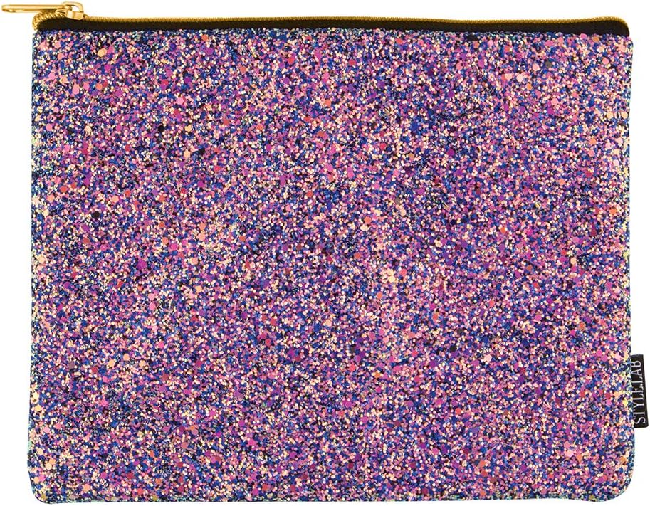 Style.Lab by Fashion Angels Chunky Glitter Pouch, Cosmetic/Makeup Bag, Pecil Pouch, Purple/Blue
