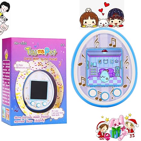 Kkle Virtual Electronic Pets Handheld Pet Game Machine Hd Color Screen Kids Electronic Toys Boys Girls Gift Blue