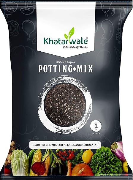 Khatarwale - Organic Potting Soil Mix Fertilizer (1kg) Enriched with Vermiculite & Perlite, Multi-Purpose, Ready-to-Use Compost for Home-Office, Indoor-Outdoor Plants