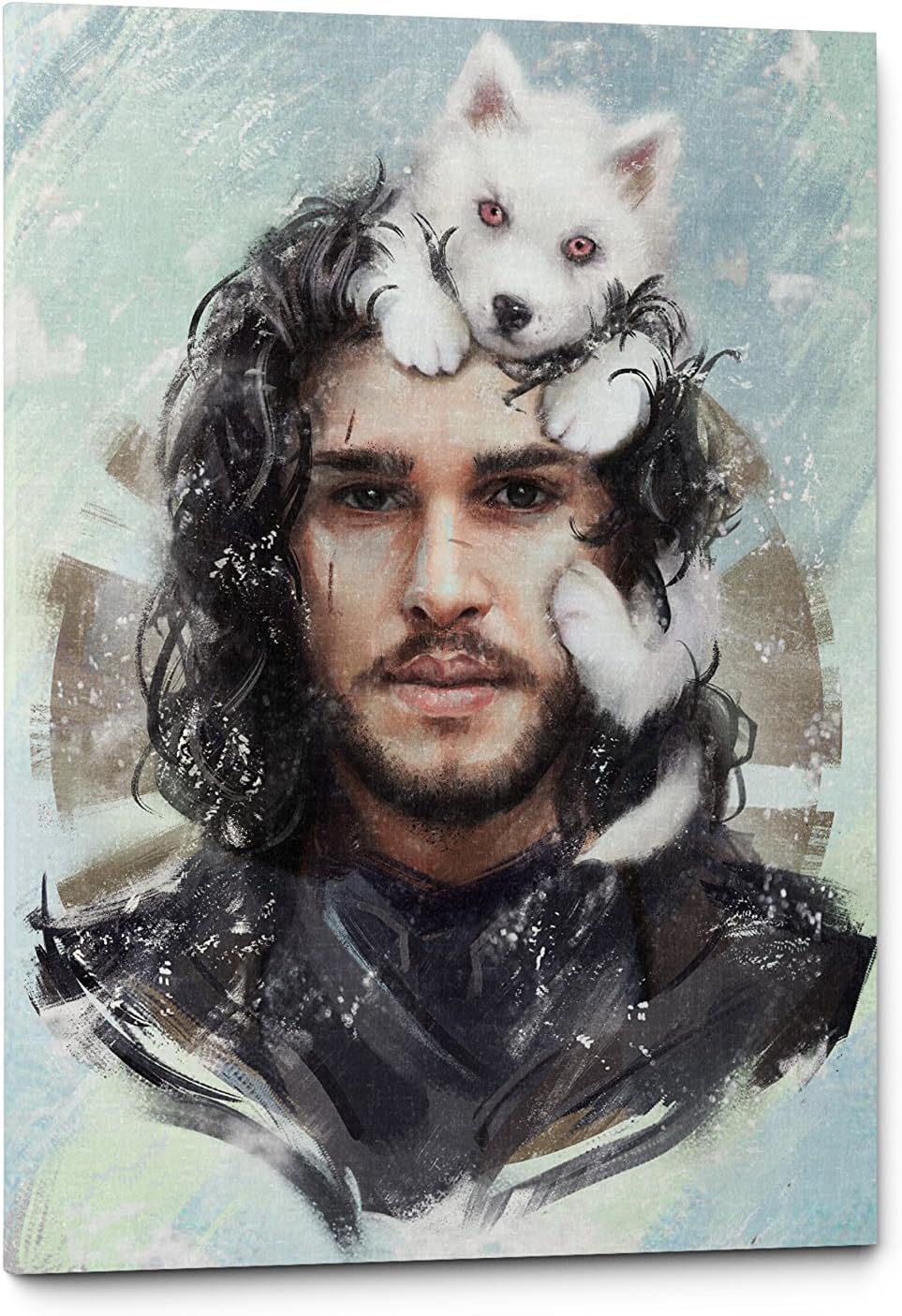 Emin Decor Jon Snow Game of Thrones Art Print TV Poster, Canvas Wall Art Print, House Stark, Winterfell, Ghost, HBO, Unique Gift (11" W x 17" H, John Snow)