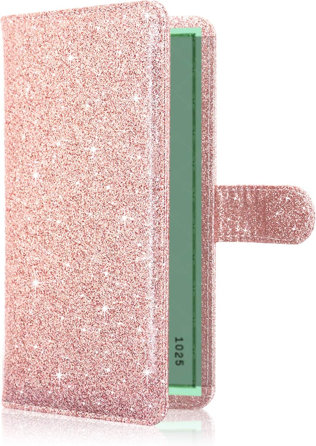 Checkbook Cover(2020 Edition), ACdream Premium Leather Personal Checkbook Cover Holder for Women & Men with Magnetic Closure (Support Checks & Credit Cards), Glitter Rose Gold