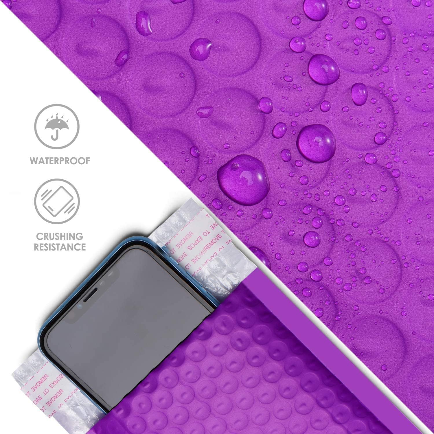 Switory 50pcs 10.2x17.7cm Poly Bubble Mailers 4x7 Inch Padded Envelopes #000 Bubble Lined Poly Mailer Self Seal Purple - Image 3