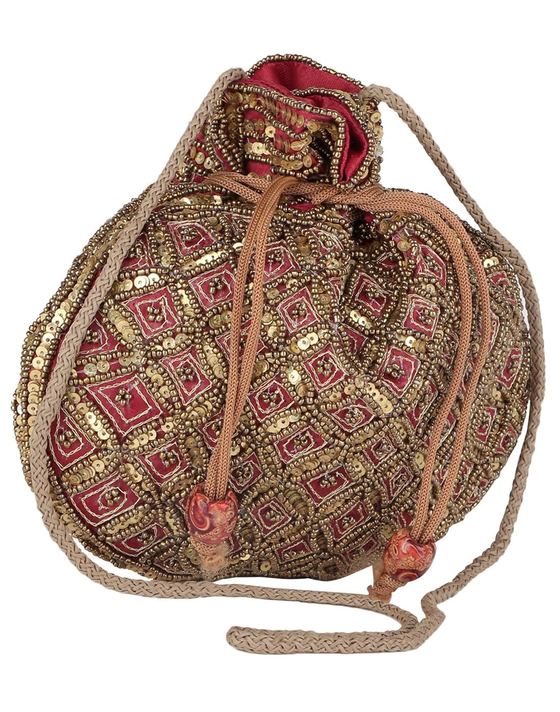 fashiondrobe women's broad potli (maroon)(fdbp005)