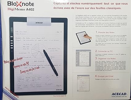 Acecad Digimemo A402 Bloc Notes Numerique 21 X 27 9 Cm Electromagnetique Filaire Usb Amazon Fr Informatique