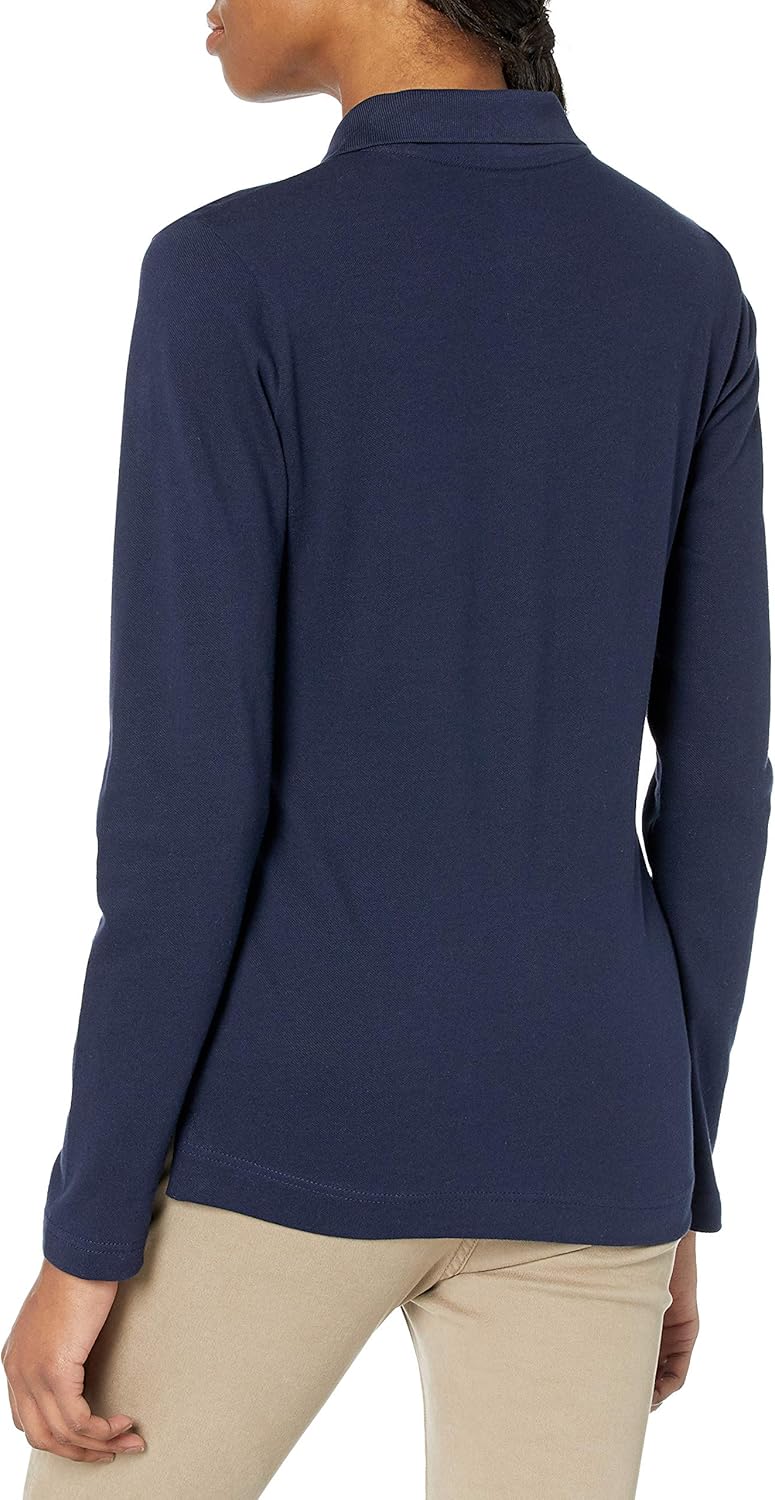 Lee Women's Long Sleeve Stretch Pique Polo Shirt at  Women’s Clothing store