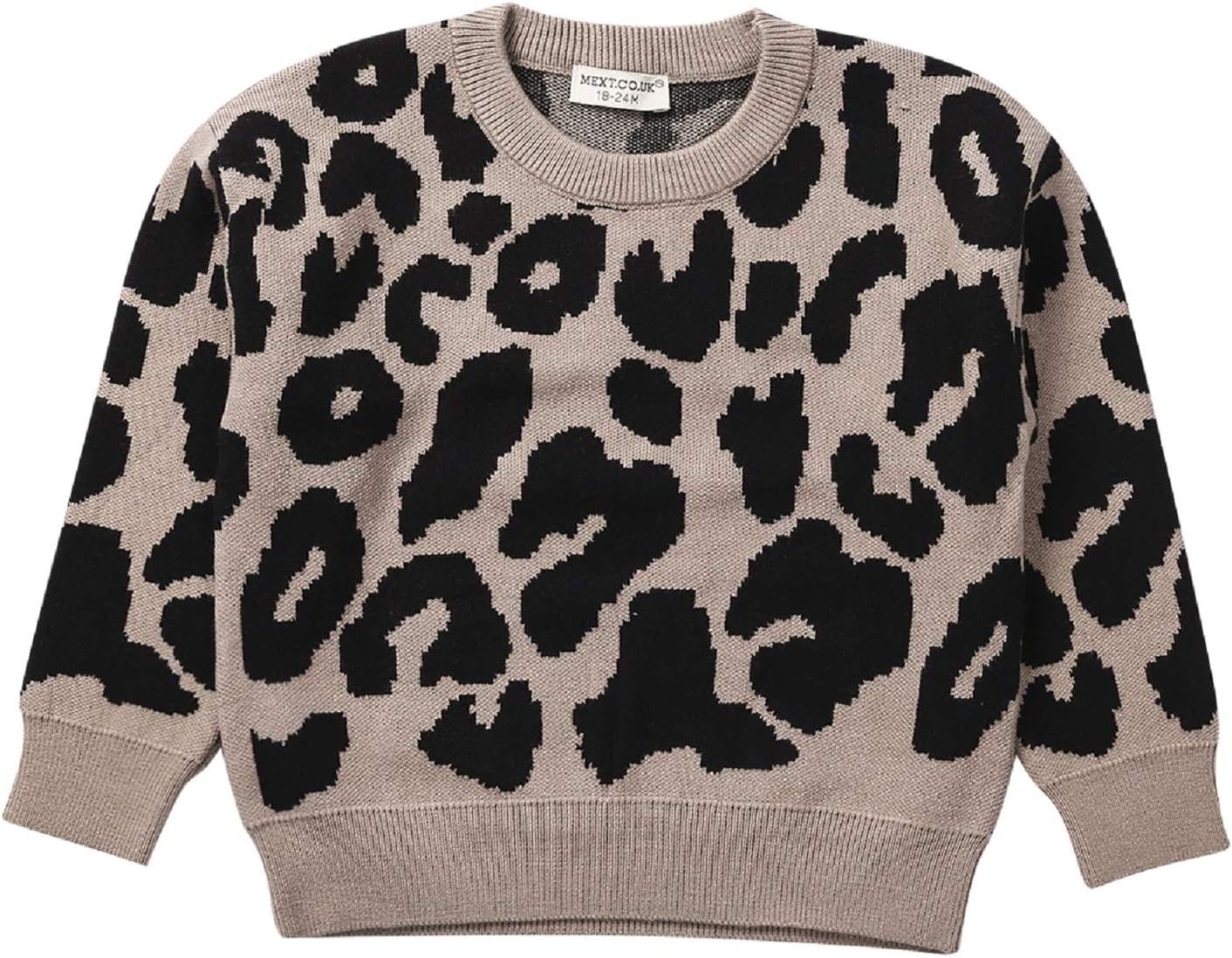 Kids Baby Girl Boy Leopard Knit Sweater Long Sleeve Crewneck Pullover Tops Cheetah Sweatshirt 