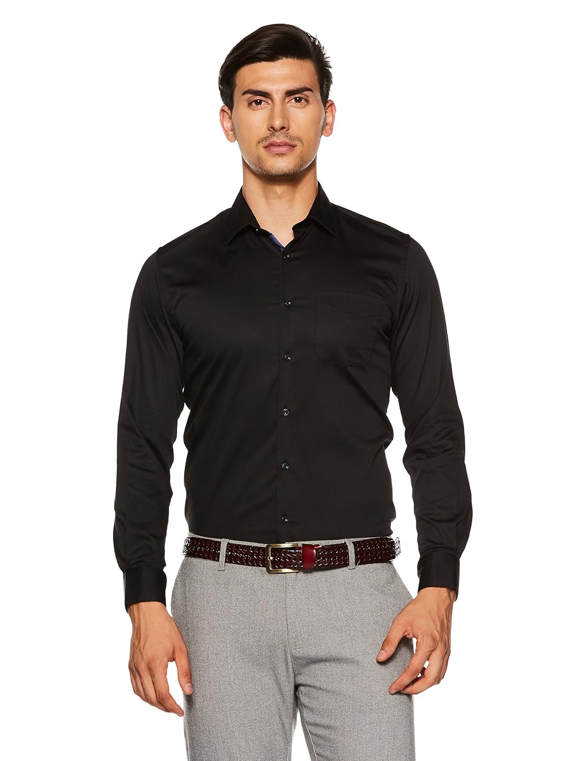 peter england men's plain slim fit formal shirt