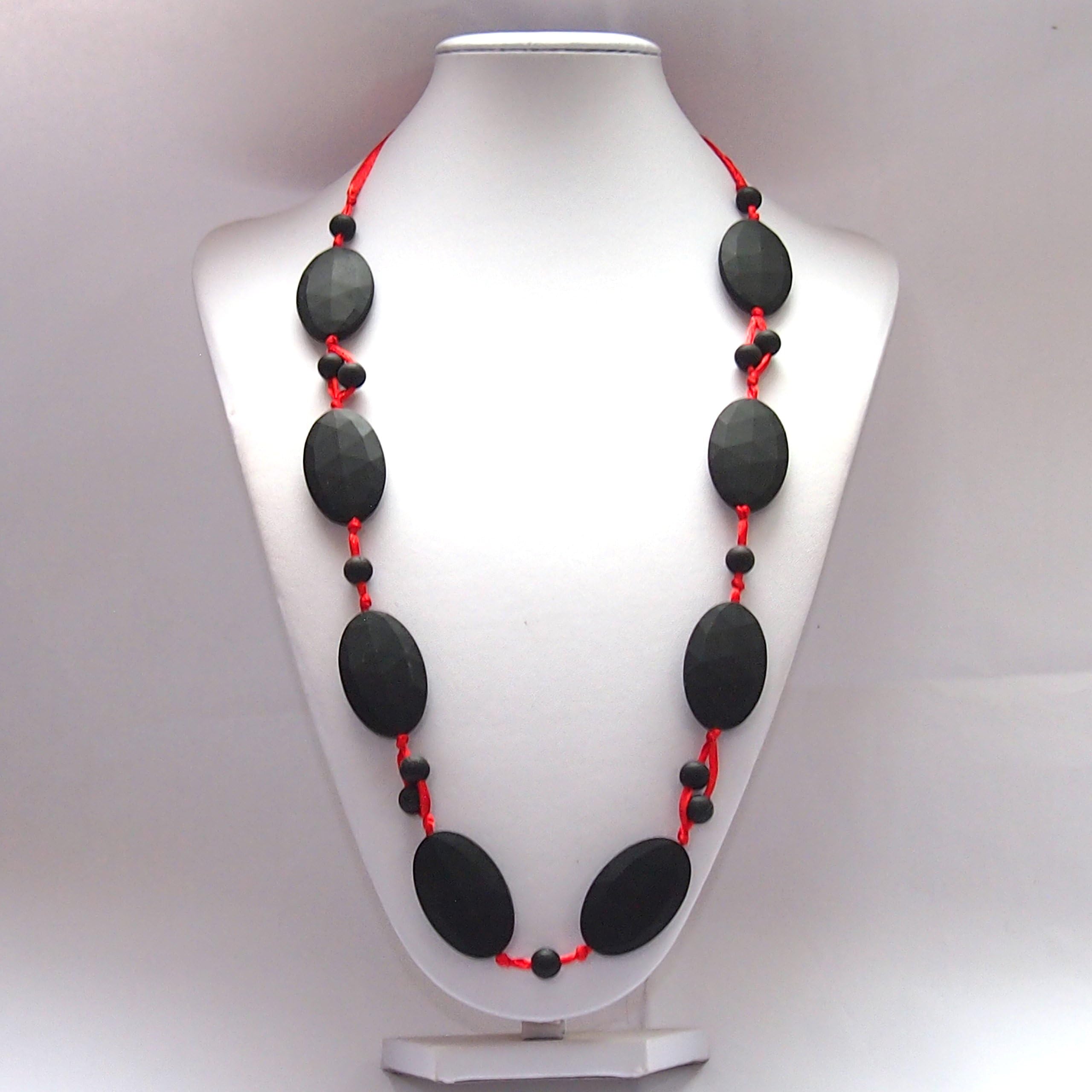 New Lily Bear Silicone Baby Teething Beaded Necklace Jewellery For Mums (Black)