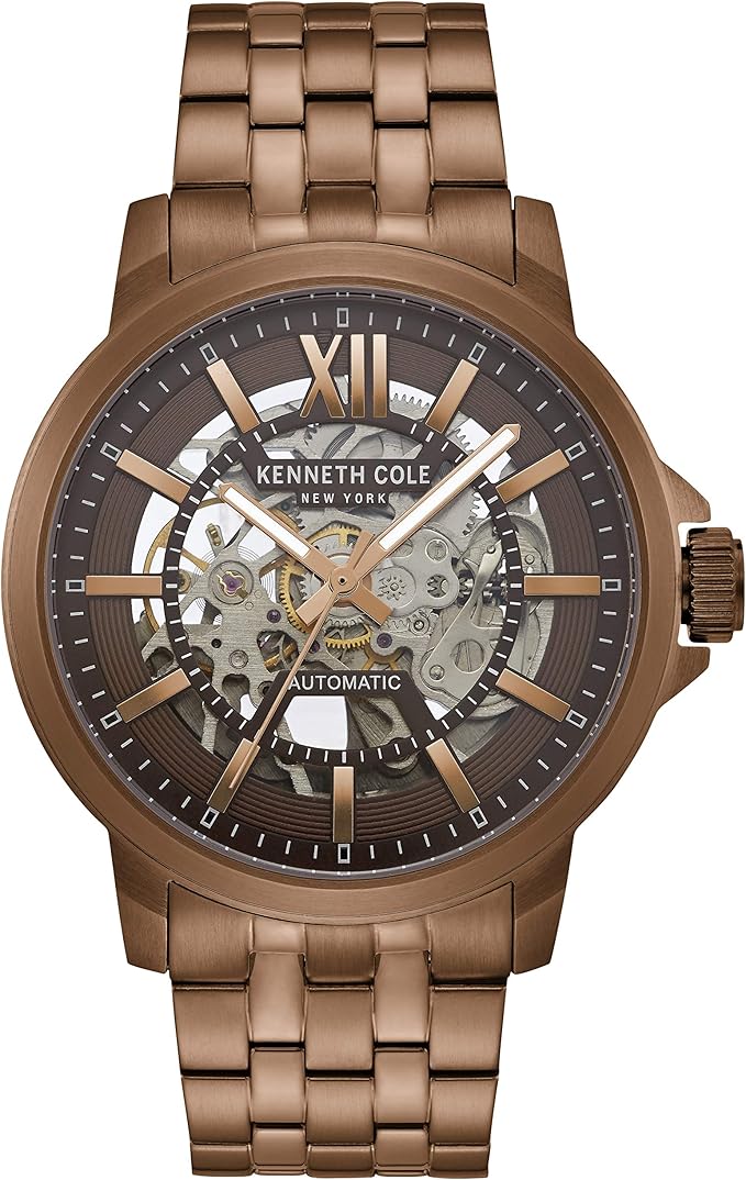 Kenneth Cole Orologio Uomo Analogico Quarzo – Modello KC50008003, Cassa 42mm, Cinturino In Pelle Marrone - copertina