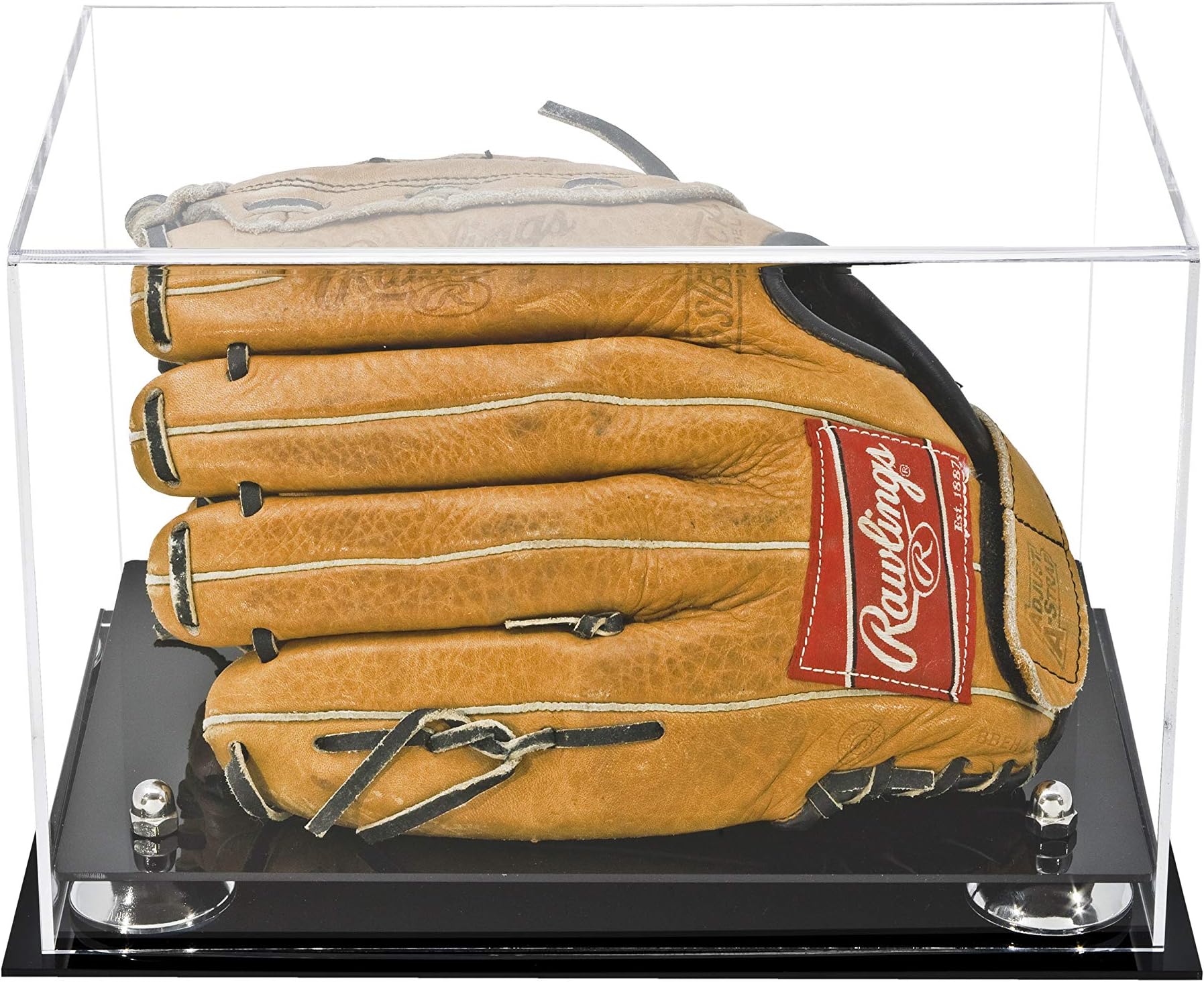 Clear Acrylic Baseball Glove Display Case with Silver Risers (A018/V40)