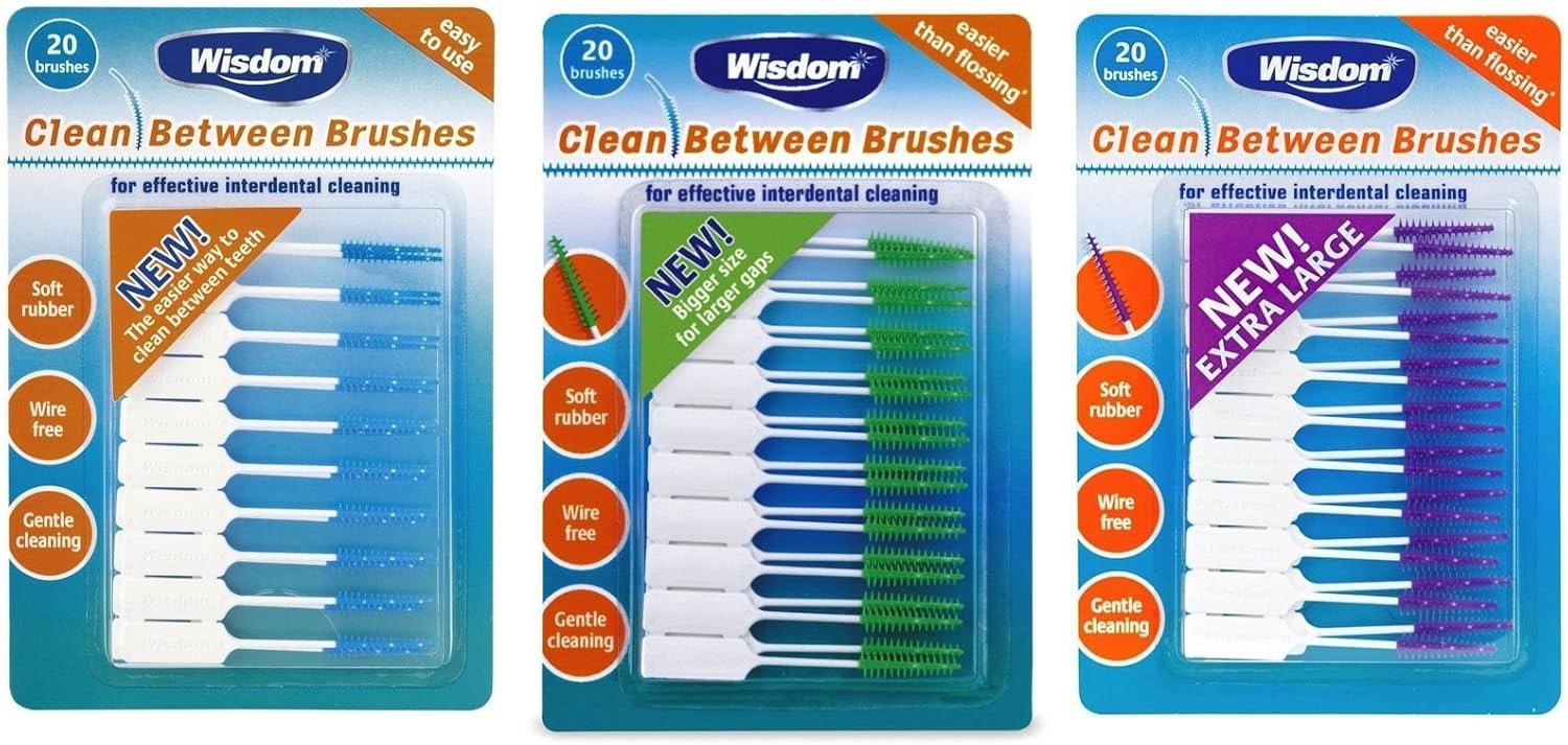 Wisdom Clean Between Brushes, Interdental Brushes, Small, Medium Large