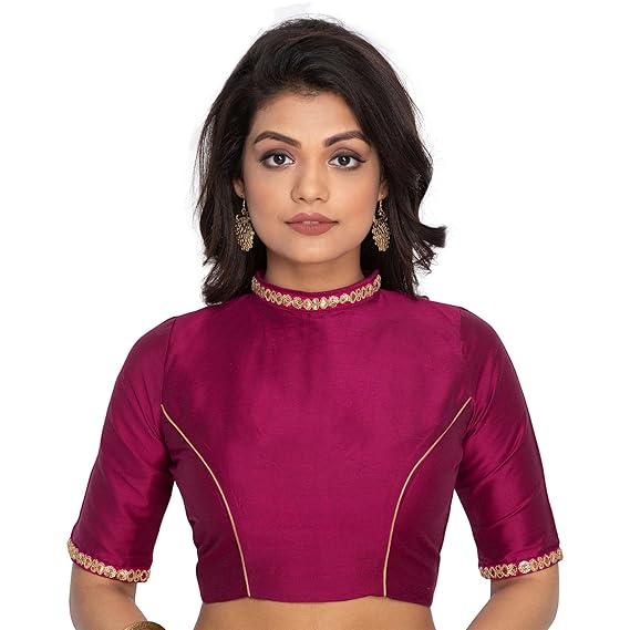 Women's Cotton Silk Blouse(Magenta)