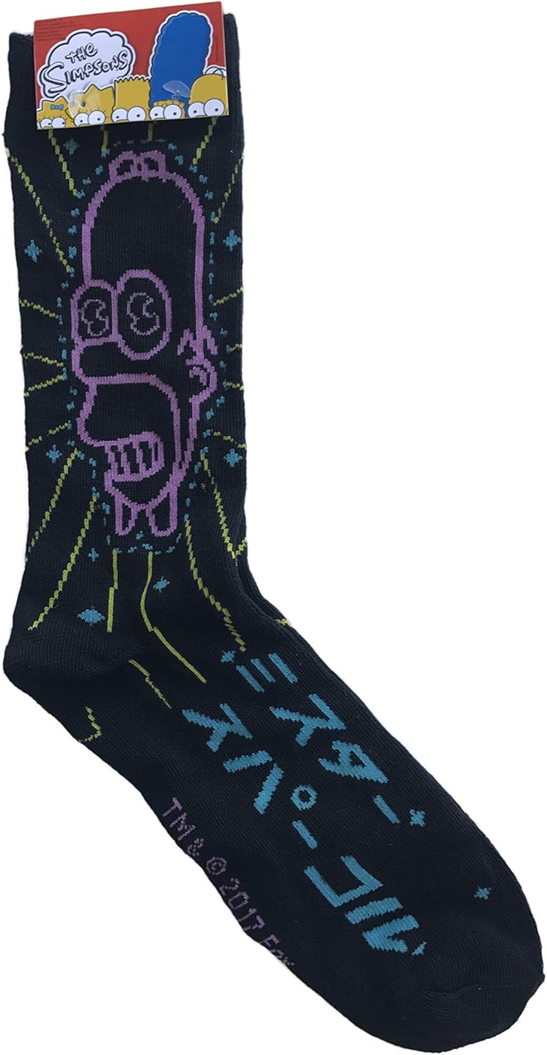 The Simpsons Animated TV Show Character Men's Novelty Crew Socks (Homer Japanese Mr