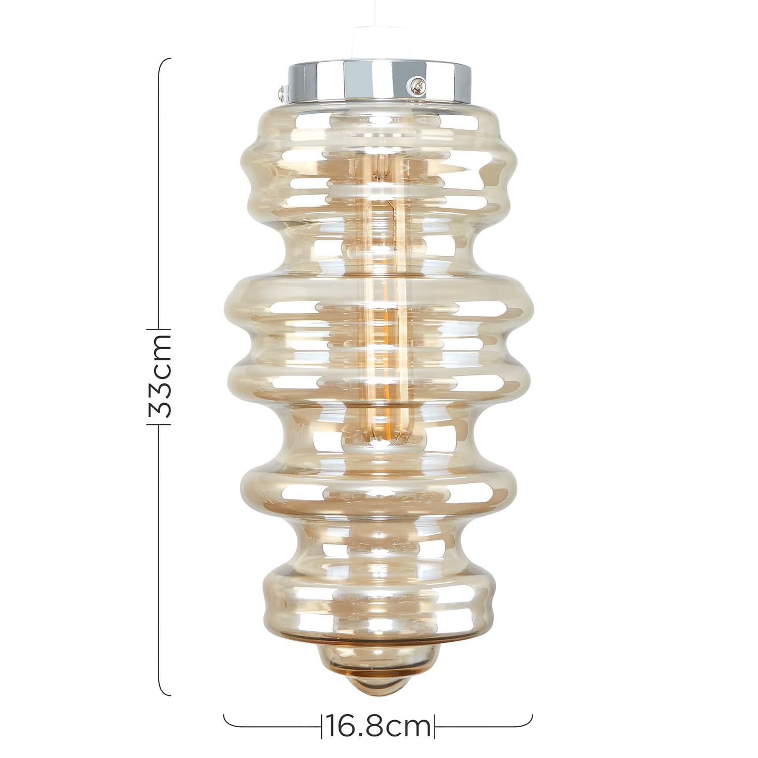 Contemporary Amber Tinted Blown Glass Ceiling Pendant Light Shade