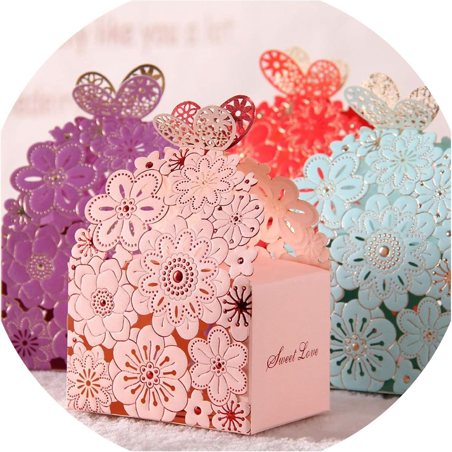 Amazon Com Blue Red Lace Laser Cut Wedding Boxes Wedding Candy Box 50pcs Sweet Gift Weddings And Gifts Casamento Red Home Kitchen