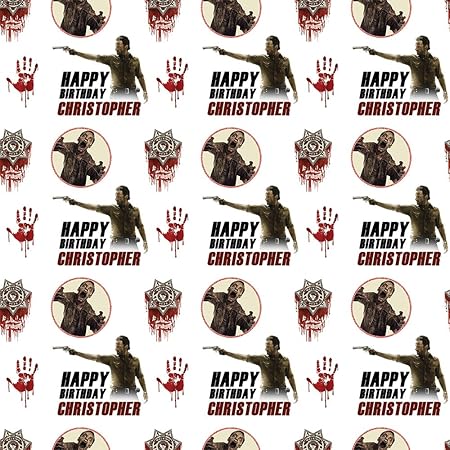 Walking Dead Stil Personalisierbar Geburtstag Geschenkpapier Mit 2 Geschenkanhangern Hinzufugen Einen Namen Amazon De Burobedarf Schreibwaren