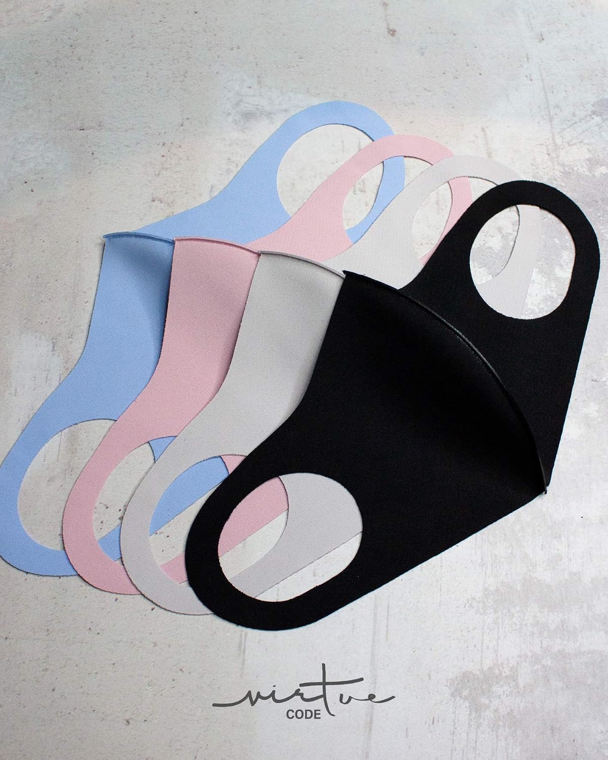 VIRTUE CODE Second Skin Cloth Face Mask Pack. 4 Buttery Soft Masks Washable Fabric, Pink, Baby Blue - Image 3