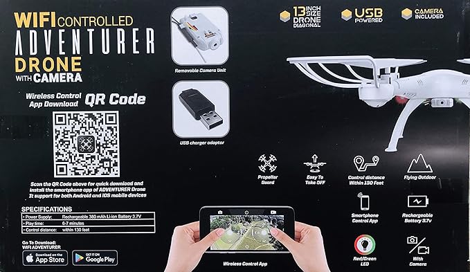 wifi controlled adventurer drone with camera