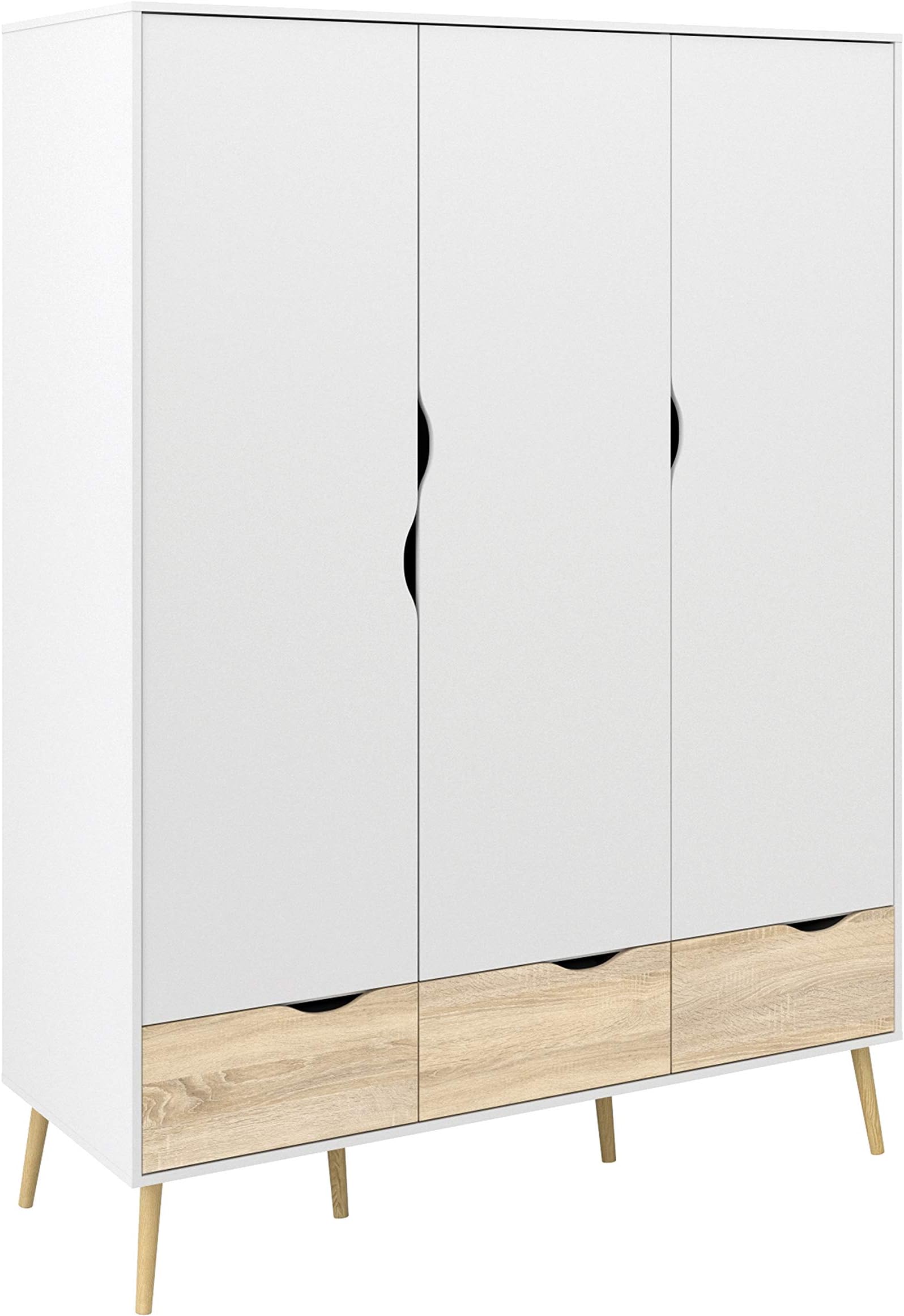 Furniture To Go | Oslo Wardrobe - 3 Doors 3 Drawers in White and Oak