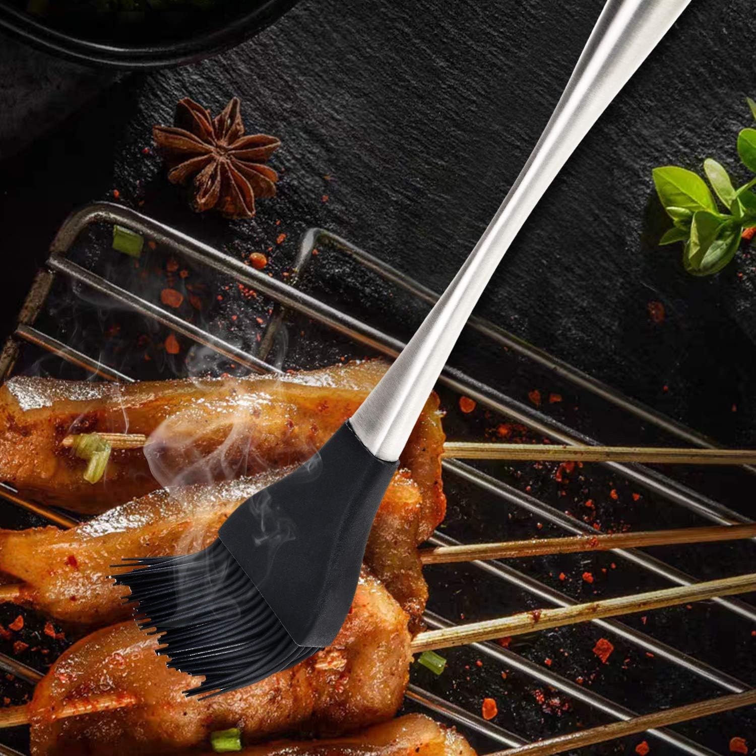 FinewayLife Sturdy Basting Brush 304 Stainless Steel Pastry Brush with 4 Pack Replaceable Silicone Brush Heads Heat Resistant, BPA Free, Food Grade for BBQ Grill Baking Kitchen Cooking : Garden & Outdoor