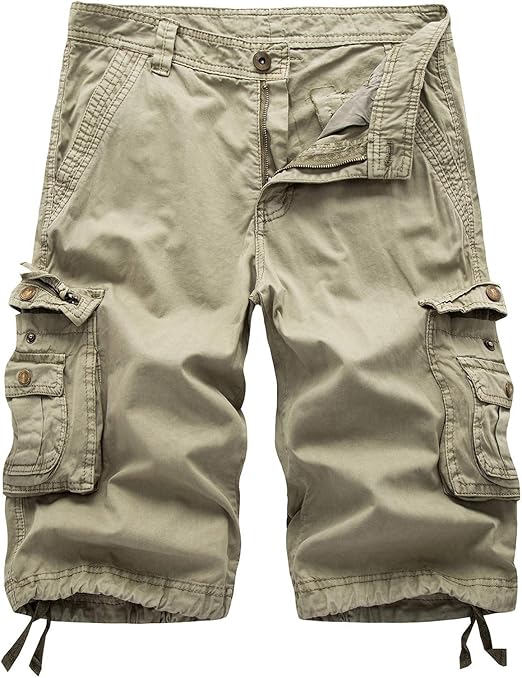 Herren Cargo Shorts Klassische Shorts mit Taschen Reißverschluss Tasten