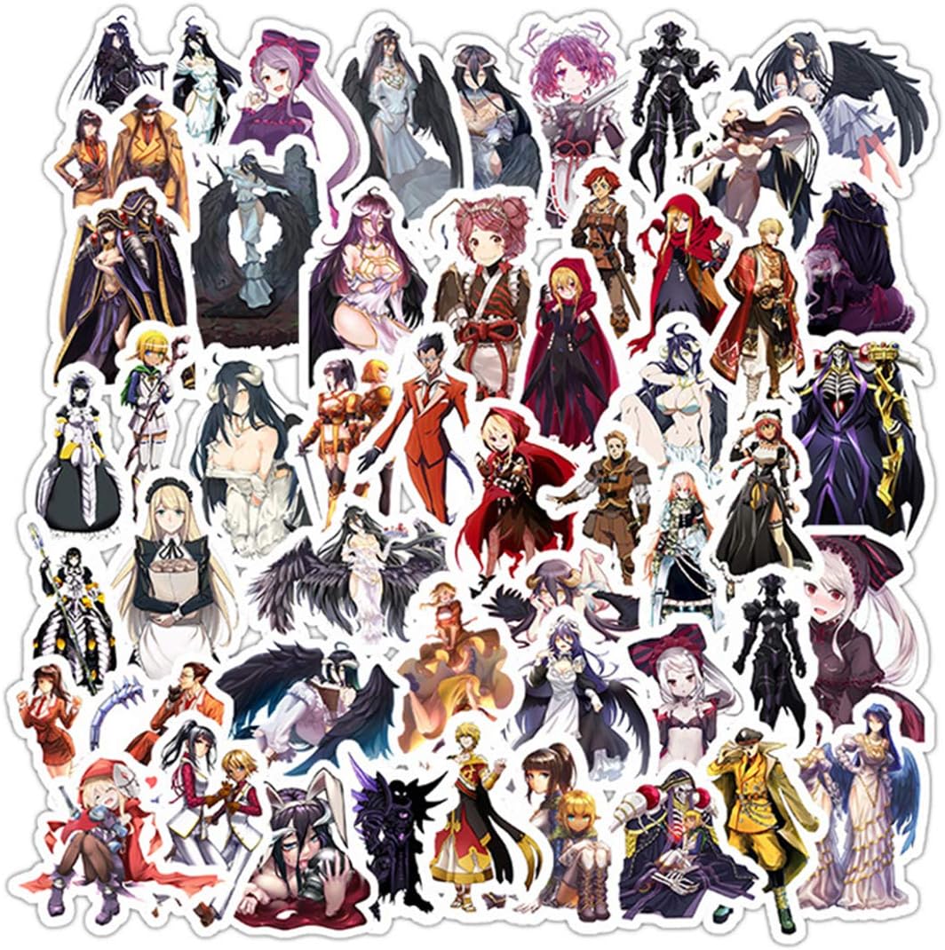 50Pcs Anime Overlord Stickers for Water Bottle Waterproof Vinyl Stickers Perfect for Hydro Flask Laptop Phone Car Skateboard