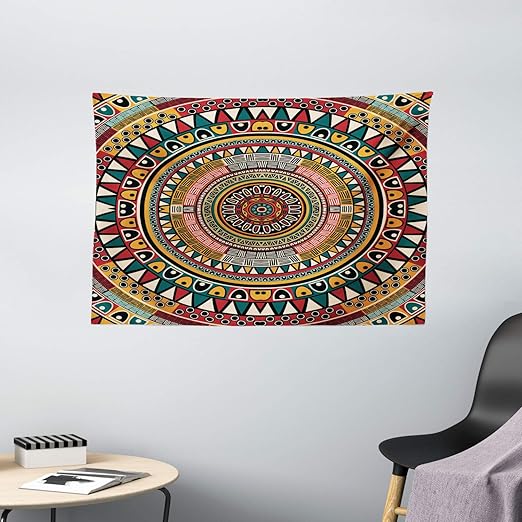 Amazon Com Ambesonne Tribal Tapestry Folkloric Tribe Round