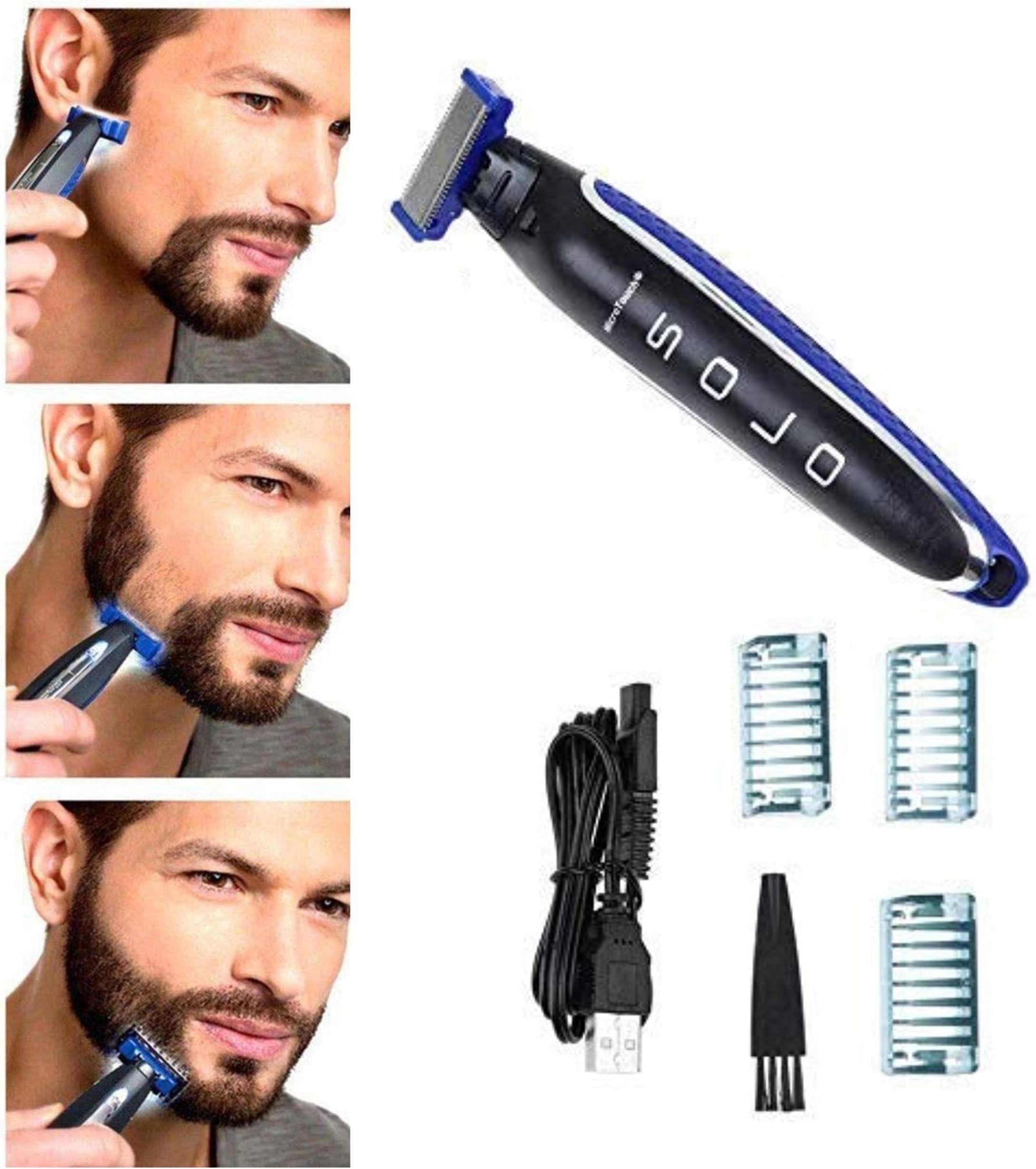 OneBlade Face + Advanced Hybrid Electric Trimmer and Shaver Rechargeable Razor for Men
